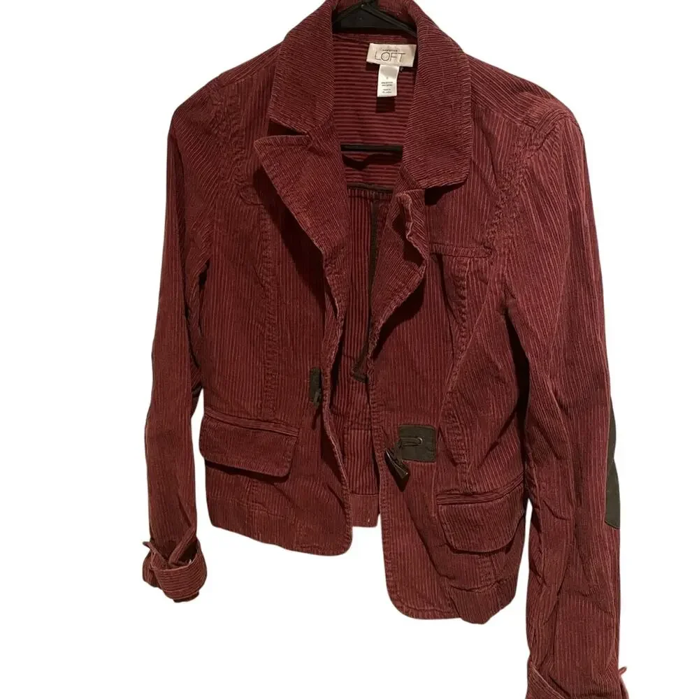 Ann Taylor LOFT burgundy Blazer Tailored Structured Jacket size 6